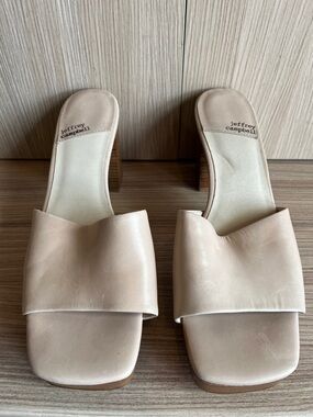 Jeffrey Campbell Beige Leather Slide Mules